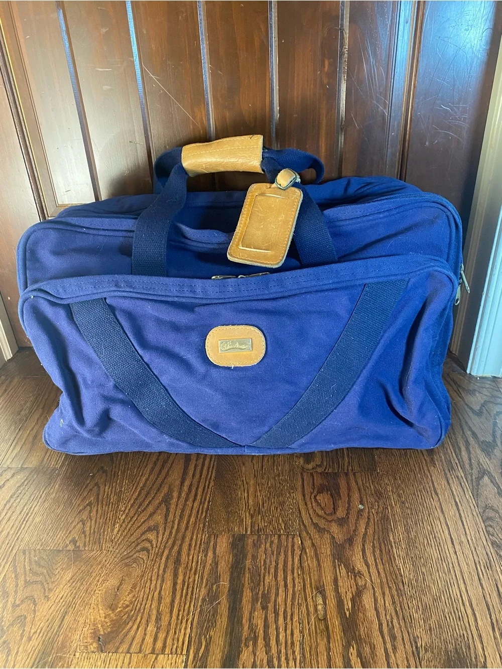 John Austin Navy Blue Duffel Travel Bag Large - 20”L X 14”H X 10”